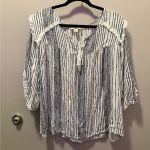 Vintage America Navy and White Striped Blouse